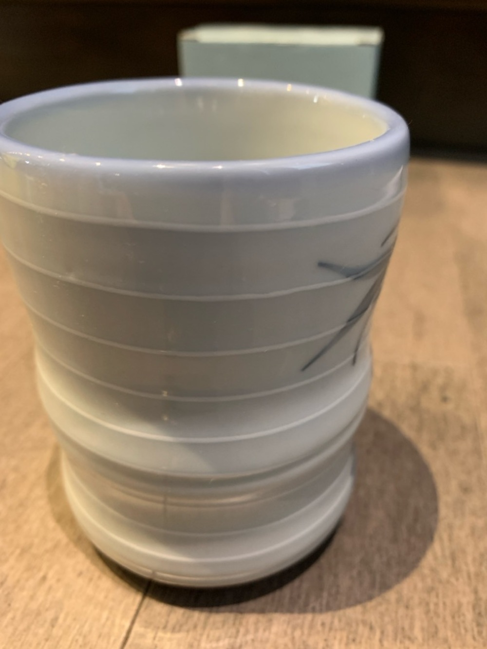 Japanese Porcelain Tea Cup | Blue Bamboo Design | Handmade Style | New in Box - Picture 5 of 11